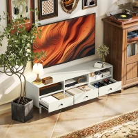 HOMCOM Multi-Storage Minimal TV Stand - Cream White(m-10)