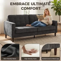 HOMCOM 3 Seater Sofa Button Tufted Upholstered Couch with Wood Legs for Living Room, Dark Grey(m-4)