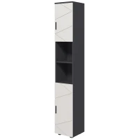 kleankin Colonna Bagno in Truciolato con 2 Ripiani Aperti e 2 Armadietti a 2 Livelli, 30x30x183 cm, Grigio(m-10)