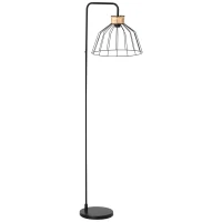 HOMCOM Luminária de chão design elegante em metal com decoração em vime ideal para casa escritório restaurante e café 44 x 34 x 154 cm preto(m-7)