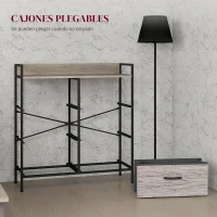 HOMCOM Cómoda con 6 Cajones Plegables Cajonera de Tela con Estructura de Acero Estilo Industrial 79x29x85 cm Gris(m-6)
