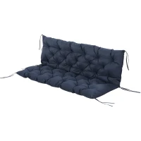 Outsunny Colchón de Banco de 3 Plazas 150x98x8 cm con 6 Cordones de Fijación para Jardín Terraza Balcón Exterior Azul(m-11)
