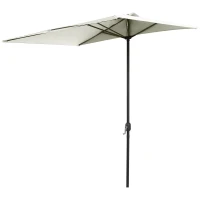 Outsunny Balcony Half Parasol Semi Round Umbrella Patio Crank Handle (2.3 m, Beige)- NO BASE INCLUDED(m-10)