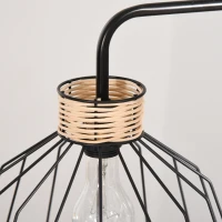 HOMCOM Luminária de chão design elegante em metal com decoração em vime ideal para casa escritório restaurante e café 44 x 34 x 154 cm preto(m-4)