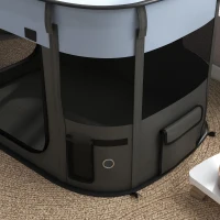 PawHut Cercado dobrável para cão gato pequenos animais em tecido Oxford com arrumação 84 x 64 x 53 cm cinza e preto(m-10)