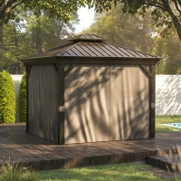 Outsunny 3.65 x 3m Aluminium Hardtop Gazebo, with Accessories - Dark Grey(m-9)