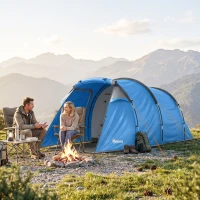 Outsunny 2 Room Tent with Vestibule, Weather-Resistant Camping Tent with Air Vents for Fishing Hiking, Sky Blue(m-13)