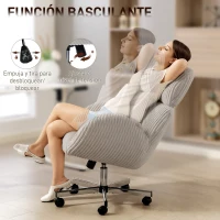HOMCOM Silla de Oficina con Reposabrazos Respaldo Alto Reposacabezas Regulable Ruedas Altura Ajustable Giratoria Gris(m-8)