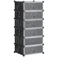 HOMCOM Meuble de rangement à chaussures modulable 6 cubes rectangulaires empilables - noir(m-1)