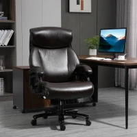 Vinsetto Cadeira de Escritório Poltrona de Chefe Cadeira Gaming Giratória Função de Balanço Acolchoamento Grosso Capacidade 180 kg Design Ergonómico Altura Ajustável Couro PU 72x83x114-122 cm Castanho(m-6)