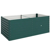 Outsunny Jardinière surélevée galvanisée rectangulaire pour l'extérieur - fond ouvert - 160 x 80 x 60 cm, vert(m-1)
