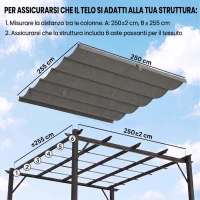 Outsunny Tettuccio di Ricambio per Gazebo 3x3 m con 10 Fori di Drenaggio, Grigio Chiaro(m-4)