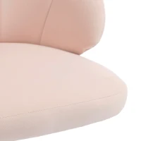 HOMCOM Cadeira de Escritório em Veludo, Cadeira para Penteadeira com Encosto em Pétala, Altura Ajustável, Função de Balanço, Rosa(m-7)