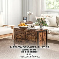 HOMCOM Ladă de depozitare din lemn de 95L, stil industrial, cu capac și balama de siguranță, 80x40x49cm, maro(m-8)