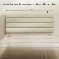 HOMCOM Cabecero de Cama 140 cm Tapizado en Lino Altura Ajustable de 3 Niveles 106/116/126 cm Montado a la Pared Beige(m-4)