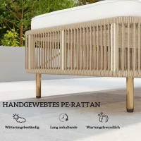 Outsunny Rattan Sonnenliege, 5-fach verstellbare PE-Rattan Gartenlieg mit Kissen, Gartenliege(m-5)