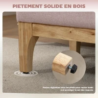 HOMCOM Banc de rangement, coffre de rangement avec couvercle amovible style scandinave, en tissu lin, 110 x 39 x 45 cm, rose(m-6)