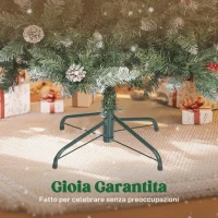 HOMCOM Albero di Natale Alto 210 cm da Interno con 928 Rami, Pigne e Bacche Rosse, Base in Metallo, Verde(m-6)