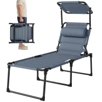 Outsunny Sezlong pliabil reglabil cu spatar cu 4 pozitii, Gri(m-11)