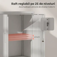 HOMCOM Dulap de Birou din Oțel cu Raft Interior Reglabil și Sertar, 80x40x130 cm, Alb(m-4)