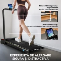 SPORTNOW Bandă de Alergat Pliabilă cu Inclinare Reglabilă, Viteză 1-10 km/h, Display LED și Telecomandă, Negru(m-8)