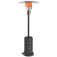 Outsunny chauffage exterieur terrasse, parasol chauffant gaz portable 11 KW niveaux de chauffe réglable 82x82x223cm noir(m-11)