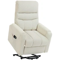 HOMCOM Sillón Levanta Personas con 8 Punto de Masaje Reposapiés Mando a Distancia y Bolsillo Lateral 83x92x110 cm Beige(m-1)