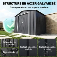 Outsunny Abri de Jardin 2,77 m² - Remise pour Outils avec Fondation - cabanon Porte verrouillable - tôle d'acier Gris(m-4)