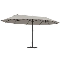 Outsunny Grande Parasol de Jardin Exterieur 4,6 x 2,7 m avec Pied en Croix, Parasol Double avec Manivelle, pour Terrasse, Café(m-12)