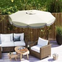 Outsunny Parasol de jardin 2,7 ​​m, parasol inclinable d'extérieur UPF 30+ avec manivelle, 8 baleines, bleu clair et blanc(m-9)