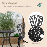 Outsunny Set de Grădină Exterior cu 2 Scaune și Masă din Aluminiu cu Orificiu pentru Umbrelă, 60x60x66 cm, Negru(m-7)