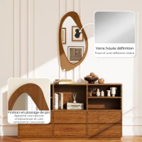 HOMCOM Miroir mural asymétrique 91,5 x 45 cm, miroir suspendu moderne, cadre en bois, effet bois naturel(m-6)