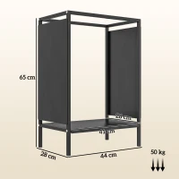 Outsunny Suporte para lenha interior, suporte de lareira para lenha, para interior e exterior 44x28x65 cm preto(m-3)