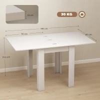 HOMCOM Masă de Dining Extensibilă pentru 4-6 Persoane din PAL și Oțel, 140 x 80 x 77,5 cm, Alb cu Efect de Lemn(m-3)