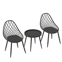 Outsunny 3-Piece Outdoor Bistro Set with 2 Chairs and Round Table for Garden, Balcony, Porch, Black(m-11)