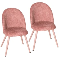 HOMCOM Set 2 Esszimmerstühle aus Samt mit Gepolsterter Sitzfläche, Rosa(m-8)