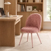 HOMCOM Juego de 2 Sillas de Comedor de Terciopelo con Asiento Acolchado Rosa(m-5)
