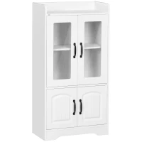 HOMCOM Vitrina de Salón Estantería Librería con Puertas de Vidrio Estante Ajustable Bisagras de Cierre Suave 60x30x116cm Blanco(m-11)