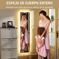 HOMCOM Espejo de Cuerpo Entero con Luz LED 150x40 cm con Iluminación de 3 Colores Función de Memoria Transparente(m-4)