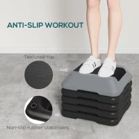 SPORTNOW Fitness Stepper for Exercise Workout, 10/15/20/25/30 cm 5-Level Height Adjustable Aerobic Stepper, Non-Slip Step, Grey(m-5)
