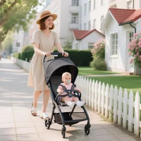 AIYAPLAY Carrito para Bebé Plegable con Respaldo Reclinable Reposapiés Ajustable Capota Cesta Arnés Carga 15 kg Gris Oscuro(m-10)