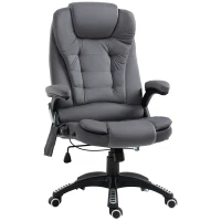 Vinsetto Cadeira de Escritório com Função de Massagem e Aquecimento Ergonómica Regulável em Altura Cinza Escuro(m-7)