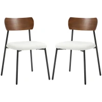 HOMCOM Conjunto de 2 cadeiras de sala de jantar com assento efeito bouclê, encosto curvo efeito madeira, interior, creme(m-7)