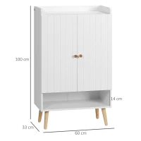 HOMCOM Mueble Zapatero con 2 Puertas Armario de Zapatos para 15 Pares de Zapatos para Pasillo Entrada 60x33x100cm Blanco(m-3)