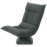 HOMCOM Chaise de sol pivotante à 360°, fauteuil pliable en velours avec dossier réglable 5 positions, 70x62x95cm, gris foncé(m-12)