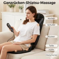 HOMCOM Shiatsu-Rückenmassager mit Wärme, Tiefenmassage und 3-stufiger Sitzvibration, Massagegerät für Rückenschmerzen(m-4)