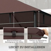 Outsunny Ersatzdach für Gartenpavillon, Polyester, 2,98 x 2,98 m, Kaffee(m-5)