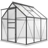 Outsunny Serra in Policarbonato e Alluminio con Porta a Battente e Finestra a Tetto, 3.6㎡, Grigio(m-11)