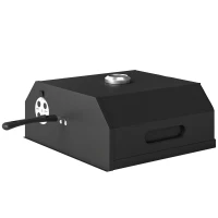 Outsunny Forno per Pizza a Legna Portatile con Pietra in Cordierite e Termometro, in Metallo, 53x40x18.5 cm, Nero(m-11)