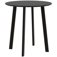 HOMCOM Esstisch für 2 Personen, weiße Tischplatte, Metallbeine mit Fußkappen, Ø72 x 75H cm, Schwarz(m-11)